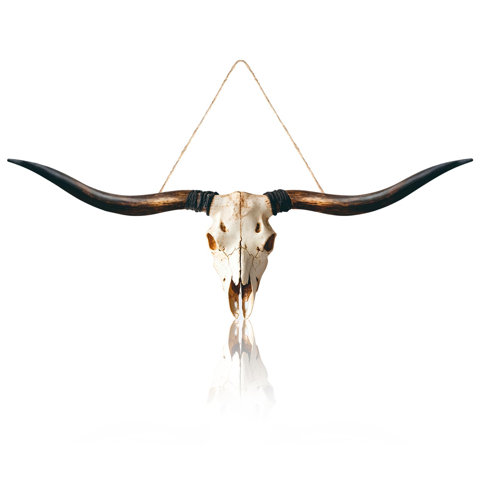 Photo 1 of GlikCeil Longhorn Skull Wall Decor Wooden Long Horn Cow Door Sign Large Farmhouse Decor Realistic Style Wooden Cow for Front Door Porch Wall