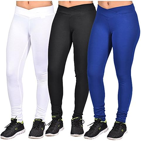 C'est Toi Women's Plus-Size Leggings Tp1012 (3-Pack) (XXX-Large, Black-Royal Blue-White)