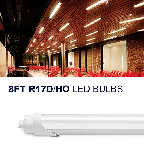 R17D/HO 8FT LED Light Bulbs - JESLED LED Tubes 45W (110w Equivalent), 6000K Cool White, 4800LM, Frosted Cover, Dual Ended Power, Ballast Bypass, F96T12/CW/HO Fluorescent Replacement (20-Pack)