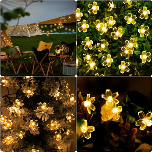 A.bigwhale Outdoor Solar String Lights, 40 LED Solar Lights Outdoor Garden, 8 Modes Waterproof Solar String Lights Decoration for Patio, Christmas, Parties, Balcony, Wedding