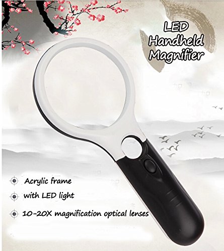 Magnifier 3x 45x 3 Led Light Magnifying Glass Lens Hand Held for Reading, Inspection and Hobbies,Great Gift for Seniors