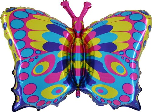Toyland® 88cm (35") Colourful Butterfly Foil Balloon - Air or Helium Fill - Children's Party Decorations
