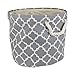 DII Collapsible Polyester Storage Basket or Bin with Durable Cotton Handles, Home Organizer Solution for Office, Bedroom, Closet, Toys, Laundry (Medium Round – 12x15”), Gray Lattice