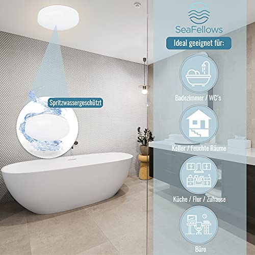 SeaFellows Badezimmer Lampe LED 15W I Warmweiße Feuchtraumleuchte I Spritzwassergeschützt nach IP54 I… – Bild 7