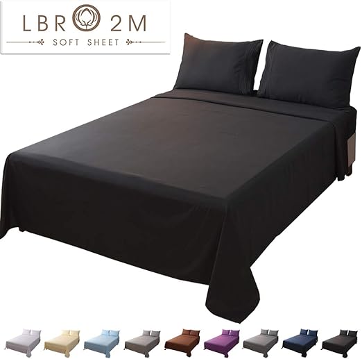 Twin Black Bed Sheet Set Brushed Microfiber 4 Piece With 16 Inch Deep Pocket Hypoallergenic Sheet Pillow Case Set Sheet Pillowcase Sets Home Kitchen