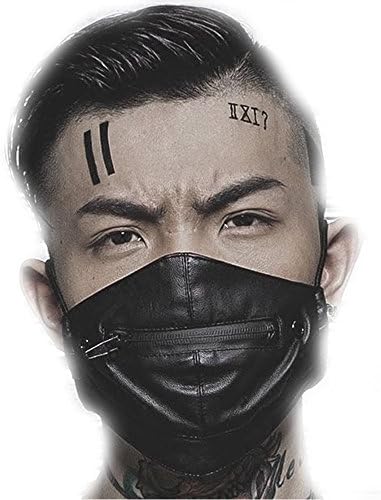 CLYH Pu Leather Dust Haze-Proof Waterproof Zipper Black Face Mask