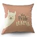 Moslion Llama Pillow Cover Decor Cute Cartoon Llama Design with No Prob Llama Motivational Quote Throw Pillow Case 18" x 18" Inch Cotton Linen Cushion Cover for Men Women Pink White primary