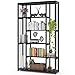 Tribesigns Bookcase Bookshelf with Metal Mesh, Industrial 6-Staggered Etagere Bookcase Book Shelves, Display Shelf Storage Organizer for Home Office (Black)