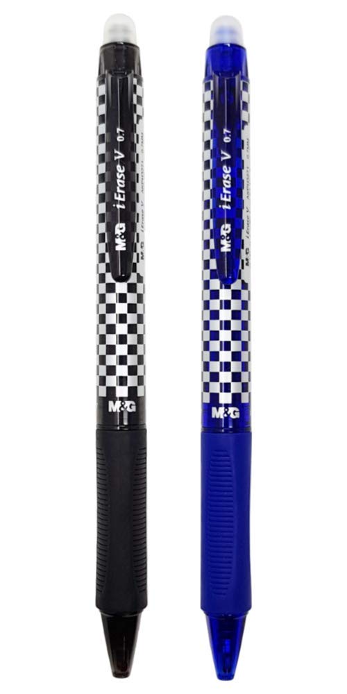 M&G iErase V New & Improved Friction & Heat Erasable Retractable Pen (Black + Blue)