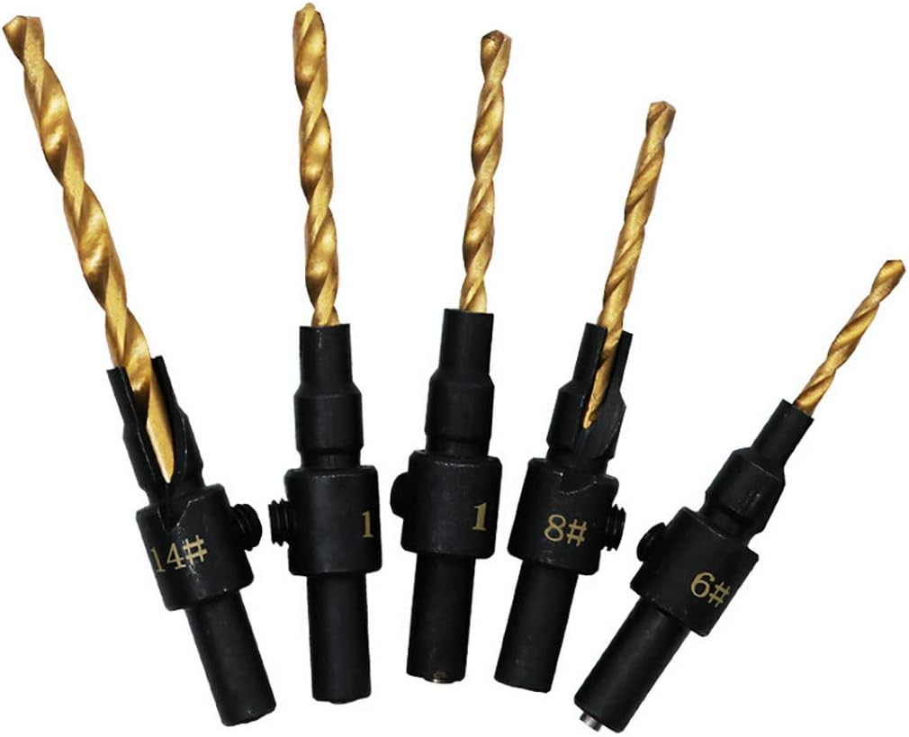 Auied 5Pcs Countersink Drill Woodworking Drill Bit Set Drilling Pilot