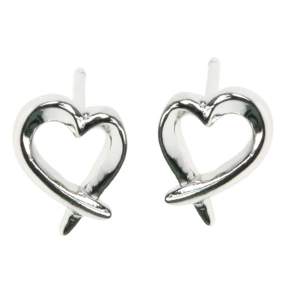 Hug Heart Stud Earrings - 925 Sterling Silver with Crystal Cubic Zirconia - Gift Boxed