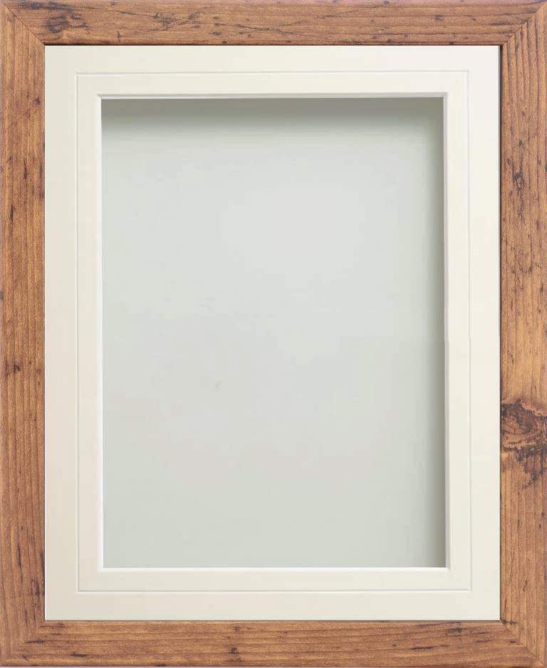 Frame Company Allington Rustic Photo Frame with White V-Groove Mount, 8x8 for 5x5 inch, fitted with perspex