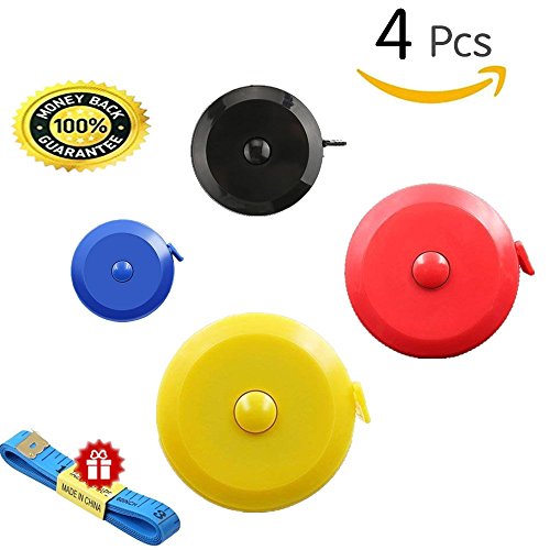 Joyous Journey 1.5 Meter 60-Inch Soft and Retractable Tape Measure with Push Button, Medical Body Tailor Sewing Craft Cloth Tape Measure (4, Round)