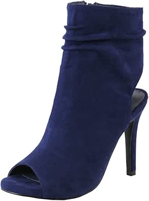 navy blue peep toe booties