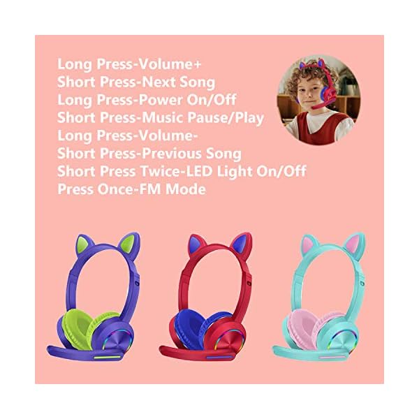 Cat-Ear-LED-Light-Up-Bluetooth-Headsets-with-MicNoise-Cancelling-Wireless-Headphones-Hands-Free-Headset-for-Children-Boys-Girls-Light-Blue Kids Headphones,Cat Ear LED Light Up Bluetooth Headsets with Mic,Noise Cancelling Wireless Headphones Hands Free Headset…