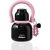 Sidagar 22 oz Water Bottle with Straw and Bowl, Wide Mouth Insulated Stainless Steel Tumbler, Spill-proof Reusable BPA-Free Cup, Pilates Wellness Study Travel, Bonus Strap - Chocolate Black