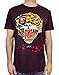 Ed Hardy Men's T Shirt Tiger, Burgundy Mineral, X-Large