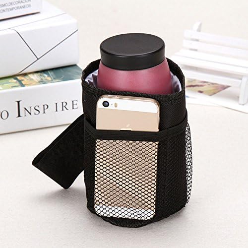 Fleave Baby Stroller Cup Holder with Pocket Waterproof Velcro Attachment Prams Wheelchair Rollator Phone Drinks Pocket Bag
