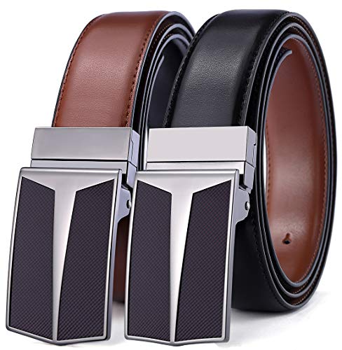 Reversible Belt, Bulliant Leather Belt for Men Size Adjustable,One Belt Reverse for 2 Colors