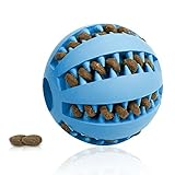 Amuda Pet IQ Interactive Treat Food Dispensing Ball, Non Toxic, Soft Rubber Bouncy Dog Cat Tooth Cleaning Chewing Training Toys Balls