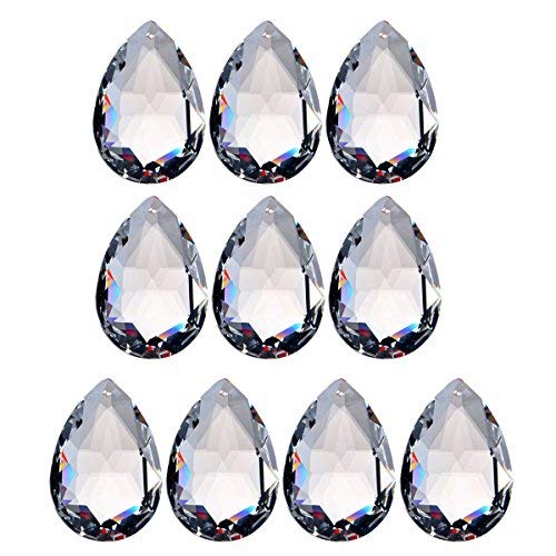 MASUNN 10PCS Clear Chandelier Glass Crystal Lighting Prisms Hanging Drops Pendants 38MM