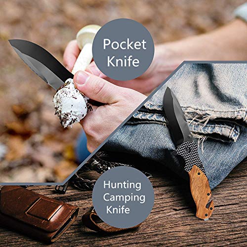 Unilove Folding Knife Pocket Knife Outdoor Survival Knife Tactical Knife with Sheath for Camping Hunting Survival and Outdoor - Thumbnail 2