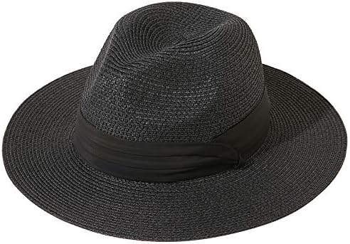 Lanzom Womens Straw Beach Sun Hat Packable Summer Cowboy  display picture 2