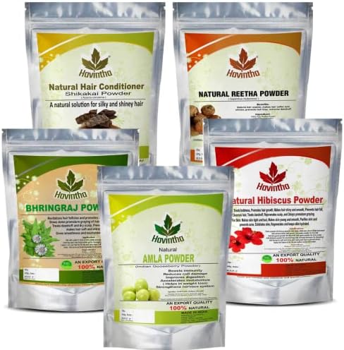 Poudre Ayurvédique Amla Reetha Shikakai – Mélange Bhringraj Et Hibiscus – Pure Naturelle