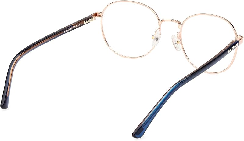 Brille mit Sehstärke für Damen optional mit Sonnenbrillentönung oder Blaulichtfilter, Rund, gefertigt aus Metall, Modell: SE2239@49028# (inklusive Brillenetui)