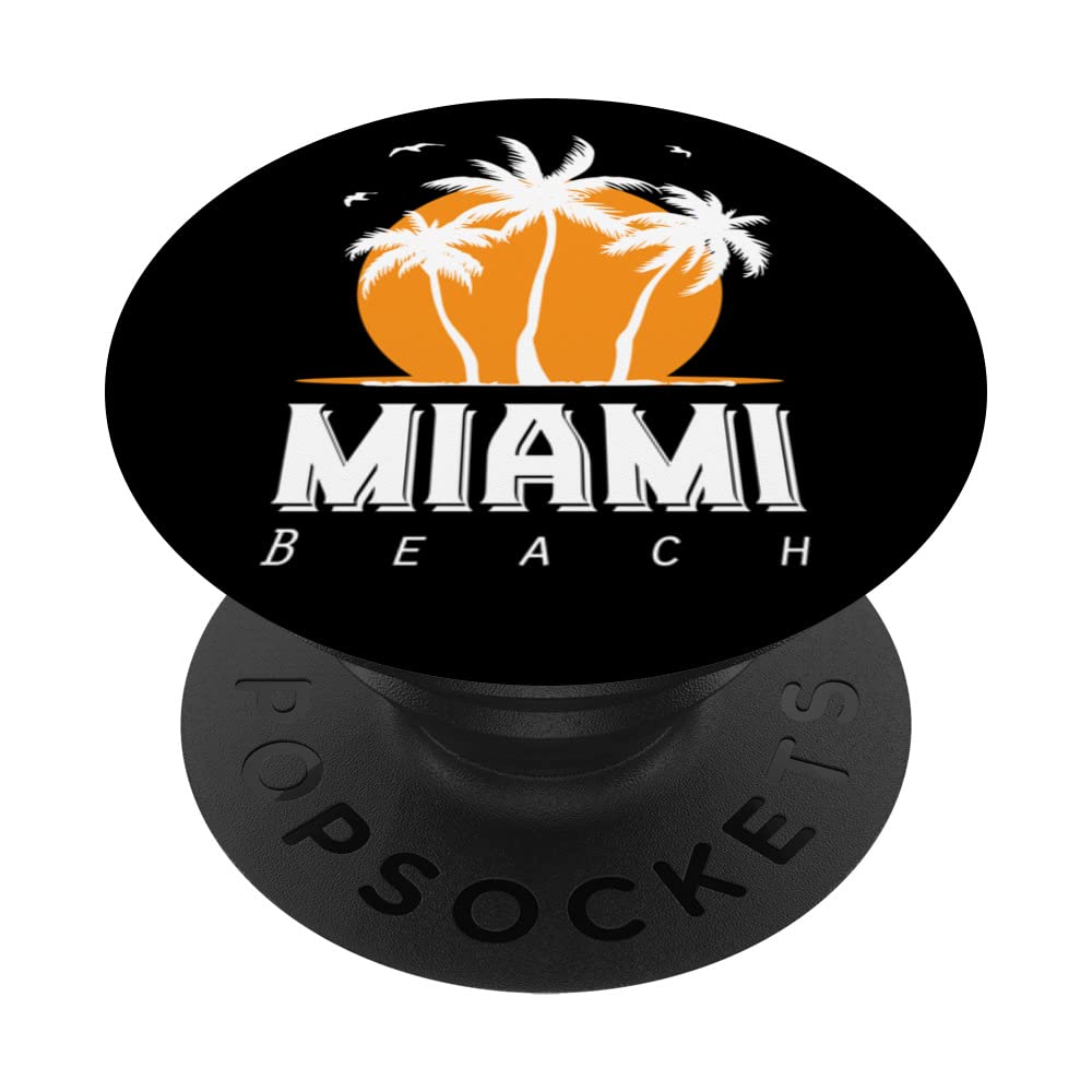 Miami Beach Surfing Palm Trees Beach Vacation National Park PopSockets Swappable PopGrip