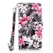 HTC Desire 626 Case, HTC Desire 626s Case, Cellularvilla [Stand Feature] [Slim Fit] Wallet Case, Pu Leather Flip Cover [3 Card Slots] [Wristlet] For HTC Desire 626 / Desire 626S (Black Pink Flower)