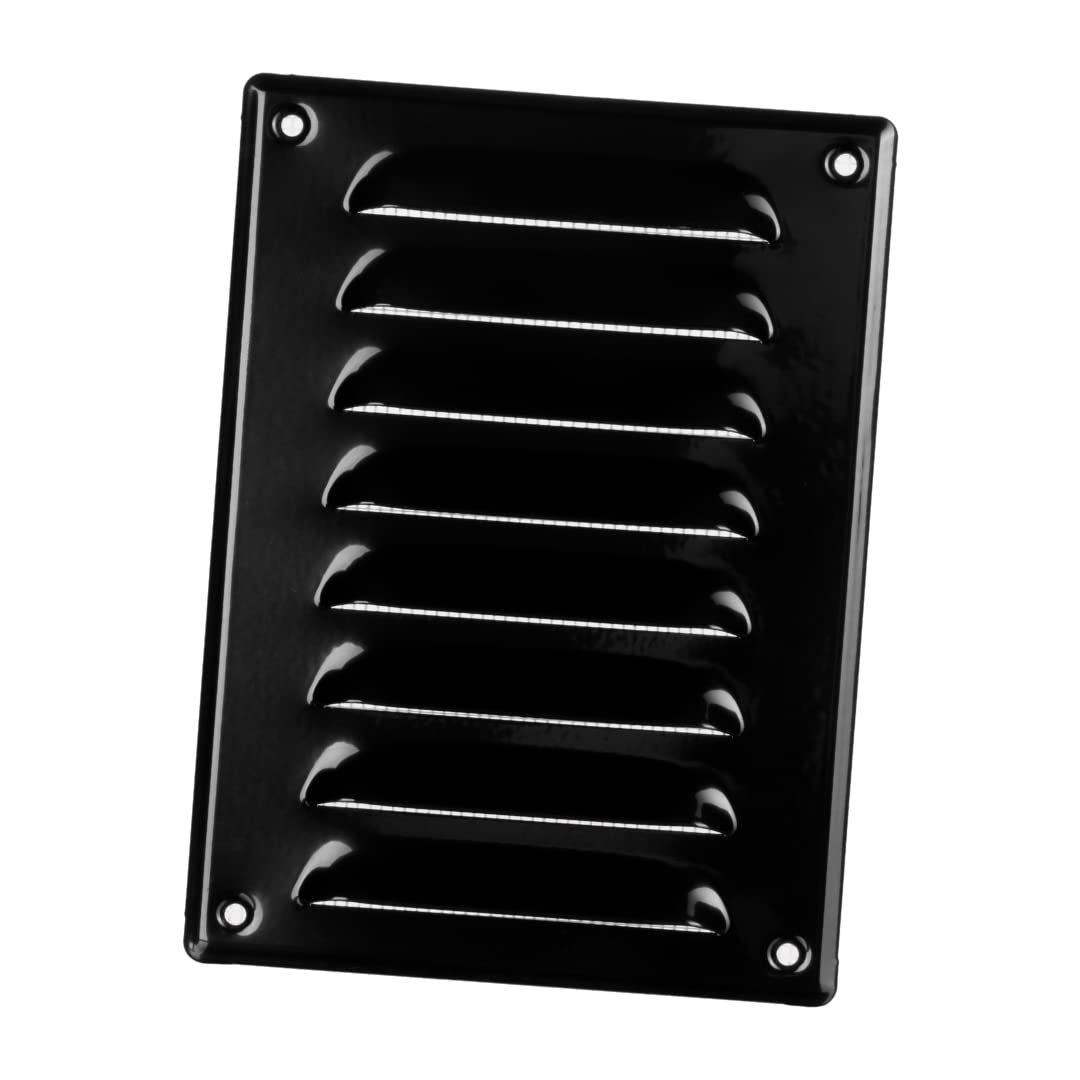 140x190mm / 6x7" inch Black Metal Air Vent Grille Cover with Insect Mesh - Ventilation Cover