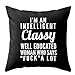Dolphineshow Printed Cotton Linen Square A Classy Woman Who Says Fuck a Lot Funny Pattern Pillow Shams Sofa Throw Cushion Pillow Cover Cases 18x18
