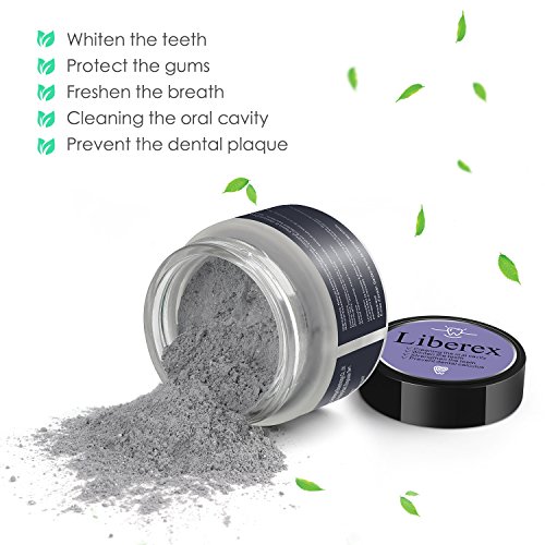 Activated Charcoal Teeth Whitening Powder - Liberex Natural Ultra Fine Teeth Whitener, Remove Tooth Stains and Freshen Breath for Sensitive Gum (1.1Oz/30g) (Mint)