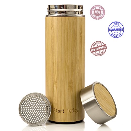 Start Today Stainless Steel Strainer Bamboo Travel Mug