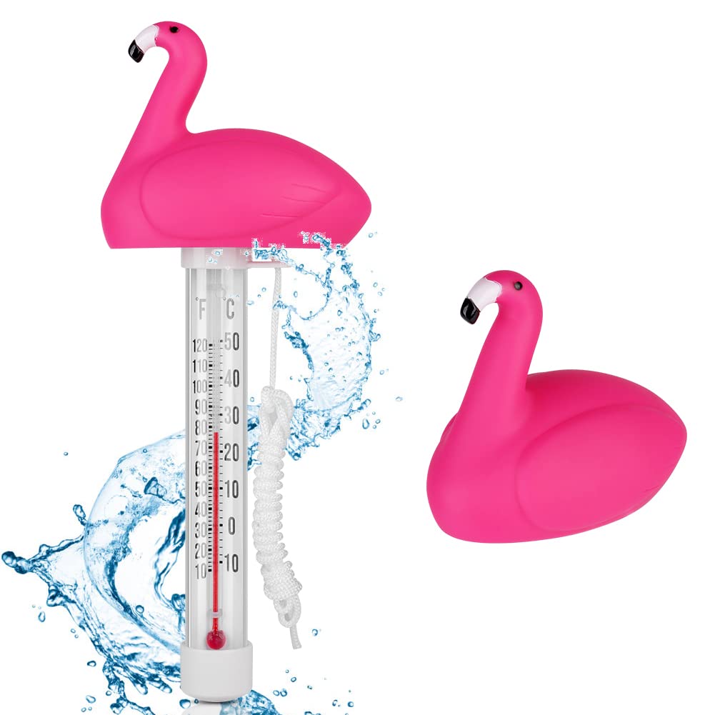 OFFCUP Floating Pool Thermometer - Water Temperature Thermometer for Swimming Pools (Flamingos)