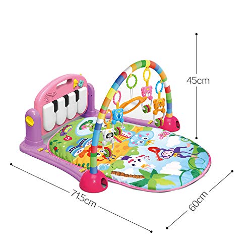 WYSWYG Baby Gym Jungle Musical Play Mats for Floor, Kick and Play Piano Gym Activity Center with Music, Lights, and Sounds Toys for Infants and Toddlers Aged 0 to 6 to 12 Months (Pink)