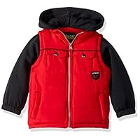 iXtreme Baby Boys Infant Patch Pocket Vest W/Fleece Hood&Sleeve, RED, 24M