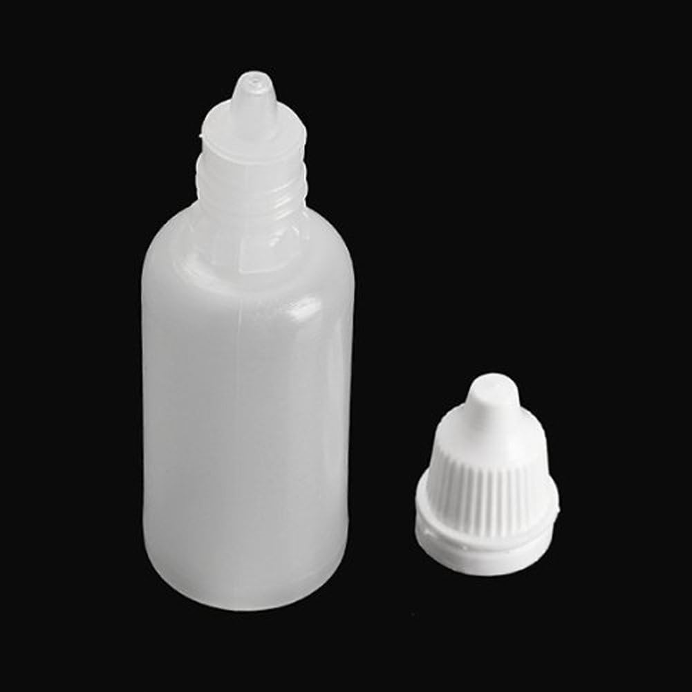 50pcs Plastic Empty Squeezable Eyedrops Dropping Bottle Eye Liquid Dropper- Plug Can Removable the Lip Can Be Screwed On (20ml): Beauty