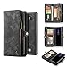 Galaxy Note 8 Case,AKHVRS Handmade Premium Cowhide Leather Wallet Case,Zipper Wallet Case [Magnetic Closure]Detachable Magnetic Case & Card Slots for Samsung Galaxy Note 8 - Black