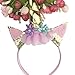 Unicorn Headband Horn Flowers Ears Headbands Gold Glitter Hair Hoop Girls Kids Party Decoration Headdress Cosplay Costume Headwear Halloween Makeup Spiral Crown Handmade Headpiece