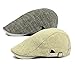 Qossi 2 Pack Men's Cotton Flat Cap Ivy Gatsby Newsboy Hunting Driving Hat