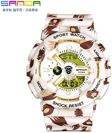 FENKOO Sanda Watch Leopard Double Display Cold Light Electronic Waterproof Shockproof Sports Women's Watch led Sports Watch