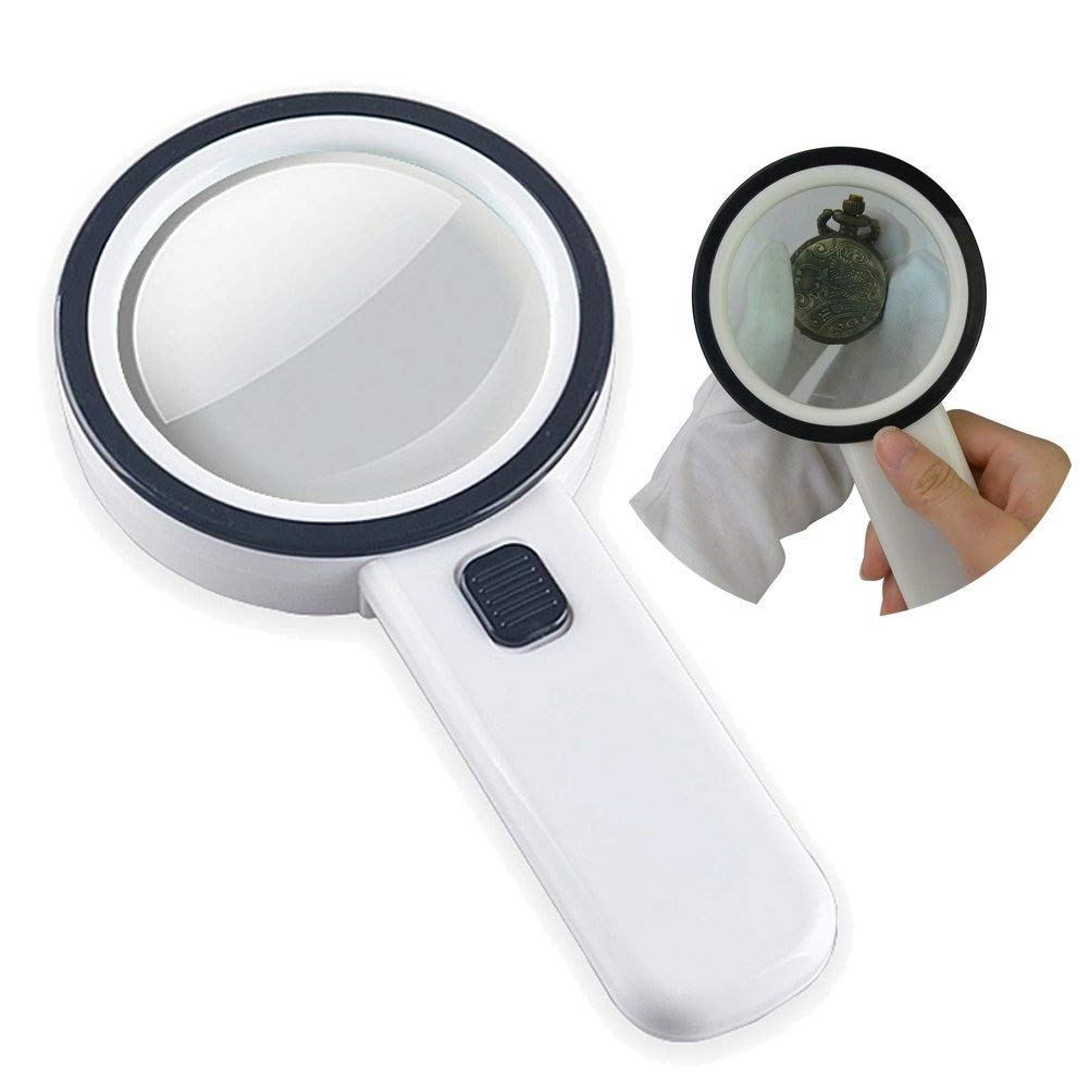 Kadaon Handheld 20x Magnifying Glass Lens with 12 LEDs
