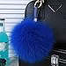 Roniky Newest Large Genuine Fox Fur Pom Pom Keychain Bag Purse Charm Gold Ring Fluffy Fur Ball (5.9