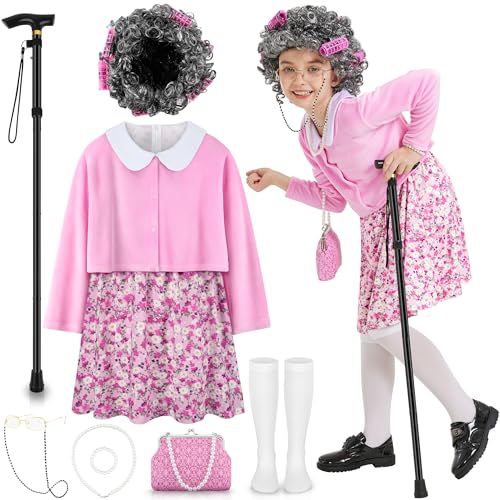 10 Pcs 100 Days of School Costume for Girls Old Lady Granny Costume Kids at Amazon