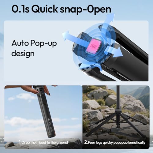 ULANZI MT85 Auto-Open Tripod, Magnetic Selfie Stick with Bluetooth, 150 cm, Four Legged Stand Automatic Open, Selfie Sticks 25N Magnet, All-in-1 Tripod Compatible with iPhone 17-12 Magsafe Sumsung