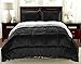 Cathay Home Comforter Set: Ultra Soft and Plush Reversible Micromink and Sherpa 3-Piece Bedding Set, Black, Queen (90