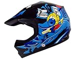 TMS Youth Kids Black/Blue Punk Dirt Bike ATV Motocross Off-Road Helmet DOT (Large)