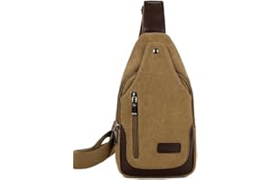 Crossbody Sling Backpack Canvas Small Sling Bag Hiking Daypack Rucksack for Men Women Outdoor Cycling Travel